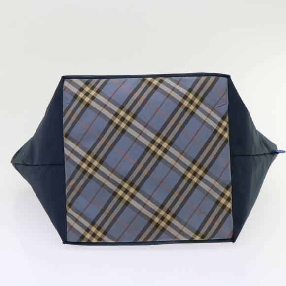 BURBERRY Nova Check Blue Label Tote Bag Nylon Navy Auth cl626 - Picture 5 of 16